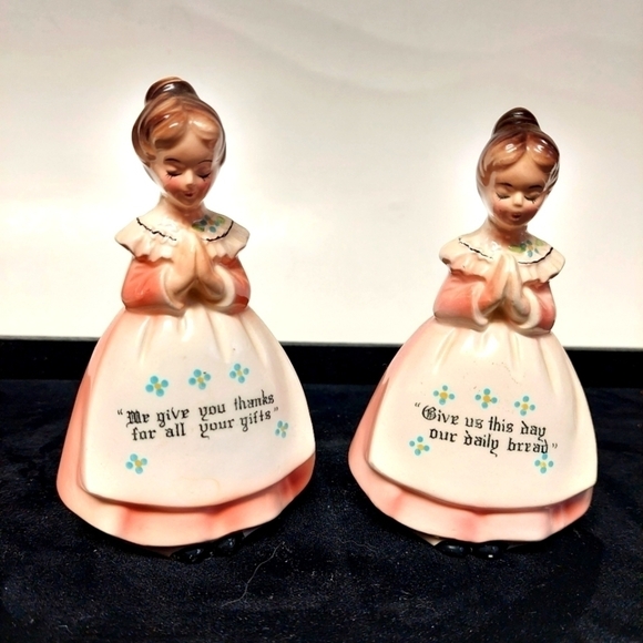 Vintage* 50s Enesco Praying Girls - Picture 1 of 8